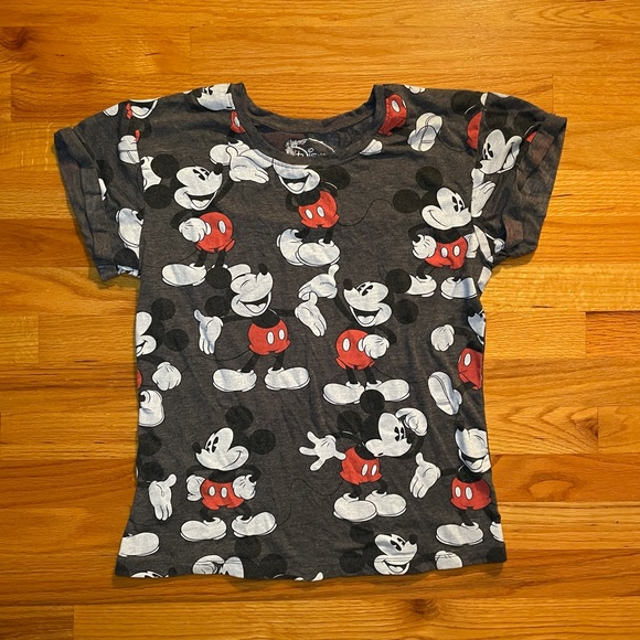DISNEY Mickey Mouse Tee Shirt with Rolled Sleeves - Picture 1 of 4